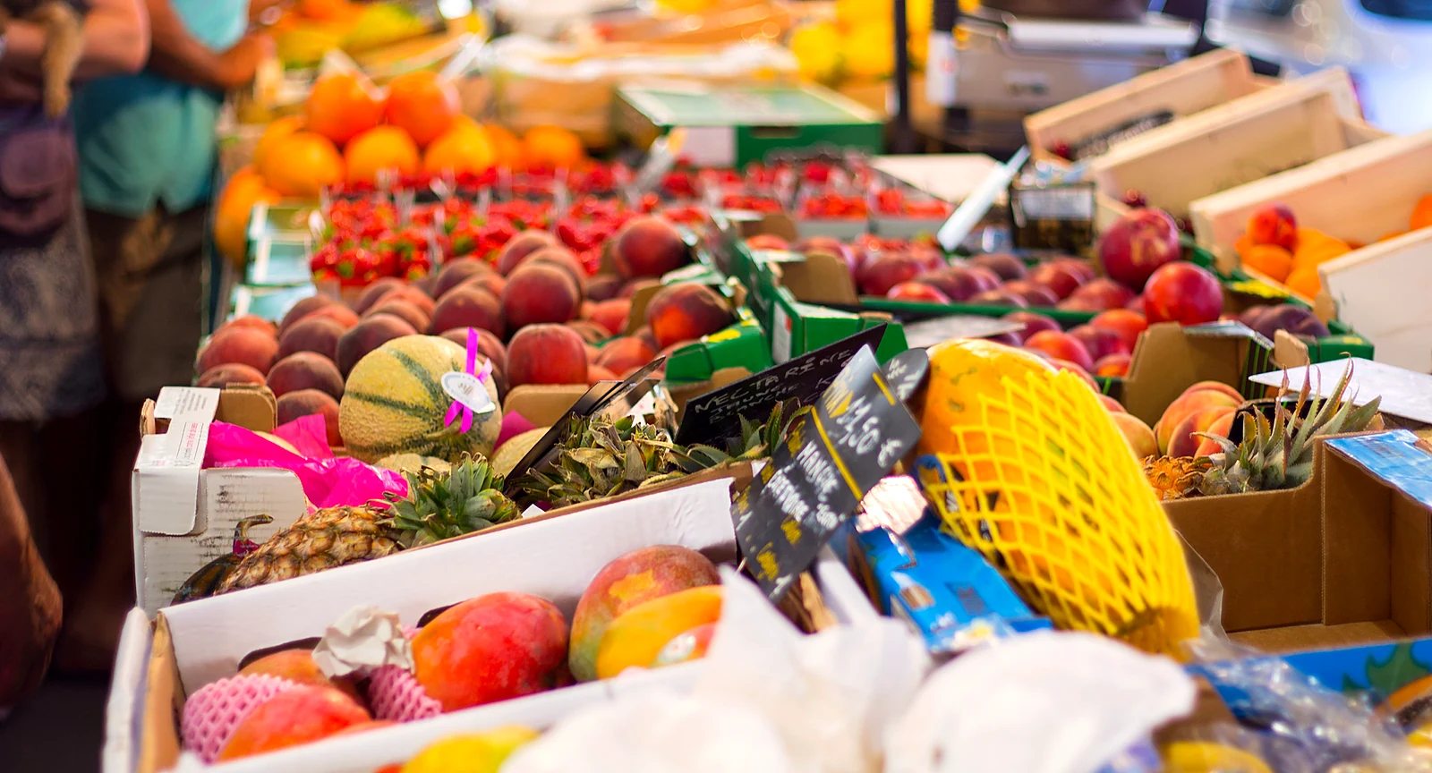 The Marché Provençal of Antibes: fruit, vegetable and flower stalls on the Cours Masséna