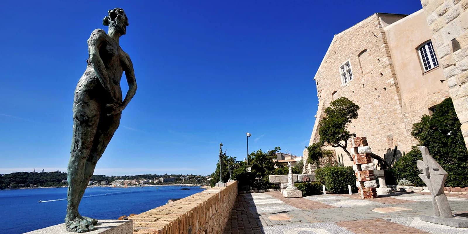 The sculpture terrace of the Musée Picasso in Antibes, bronzes facing the Mediterranean